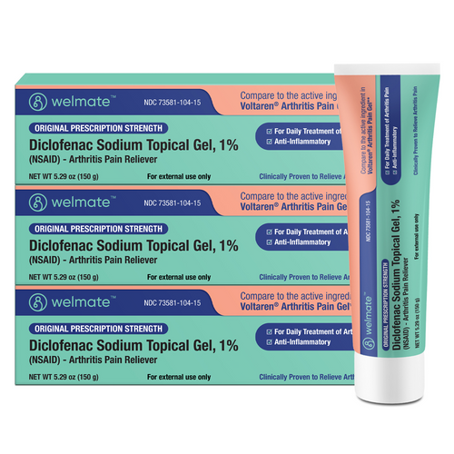 WELMATE Pain Relief - 1% Diclofenac Sodium Topical Gel, 150g (Pack of 3) (Generic Voltaren)