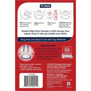 Breathe Right Extra Strength Tan Strips Reduces Snoring-Free Nasal Strips for Nasal Congestion Relief-72 Count.