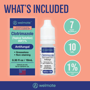 WELMATE Antifungal, 1% Clotrimazole Topical Solution, 0.30 fl oz (Generic Lotrimin)