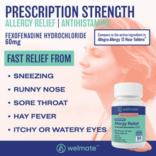 WELMATE Allergy Relief - Fexofenadine 60mg, 60 Tablets (Generic Allegra)