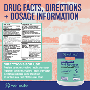WELMATE Acid Reducer - Famotidine 10mg, 300 Tablets (Generic Pepcid)