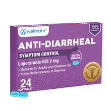 WELMATE Diarrhea Relief - Loperamide  2mg, 24 Softgels (Generic Imodium)