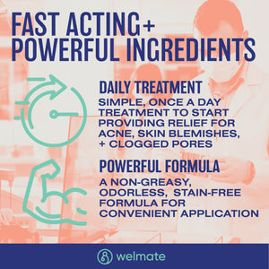 WELMATE Adapalene Gel 0.1% - Acne Treatment - Skin Care - Oil & Fragrance Free - Dermatologist Tested & FDA Approved - 1.6oz / 45g