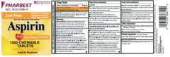 PHARBEST Pain Relief - Aspirin 81mg, 1000 Chewable Tablets (Generic Bayer)