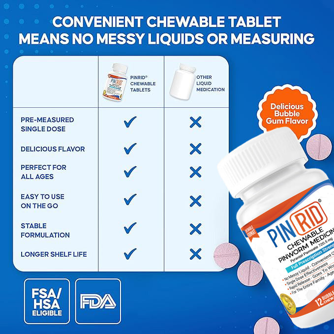 PIN RID Pinworm Treatment - Pyrantel Pamoate 250 mg, 24 Chewables ...