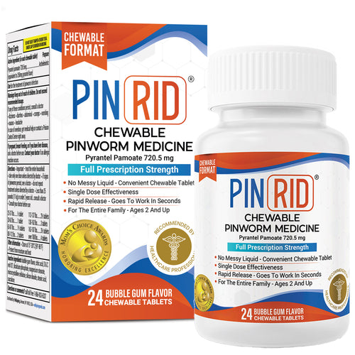PIN RID Pinworm Treatment, Pyrantel Pamoate 250 mg - 24 Chewable Tablets