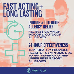 WELMATE Allergy Relief, Cetirizine 10 mg - 500 Tablets (Generic Zyrtec)