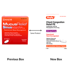 RUGBY Mucus & Sinus Relief - Guaifenesin 400mg, 60 Tablets