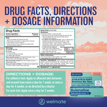 WELMATE Antifungal - 1% Butenafine Cream, 1oz (Generic Lotrimin)