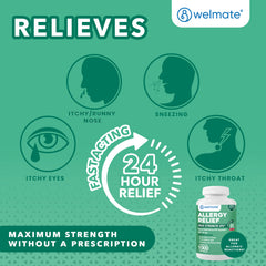 WELMATE Allergy Relief & Sleep Aid - Diphenhydramine 50mg, 1000 Capsules (Generic Benadryl)