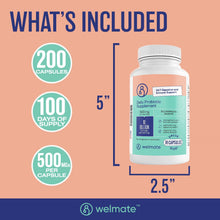 WELMATE Dietary Supplement - Saccharomyces Boulardii 500mg, 200 Capsules (Generic Florastor)