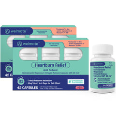 WELMATE Acid Reducer - Esomeprazole 20mg, 42 Capsules (Generic Nexium) (Pack of 2)