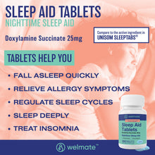 Welmate Sleep Aid |Doxylamine Succinate 25mg | 100 Count Extended-Release Tablets