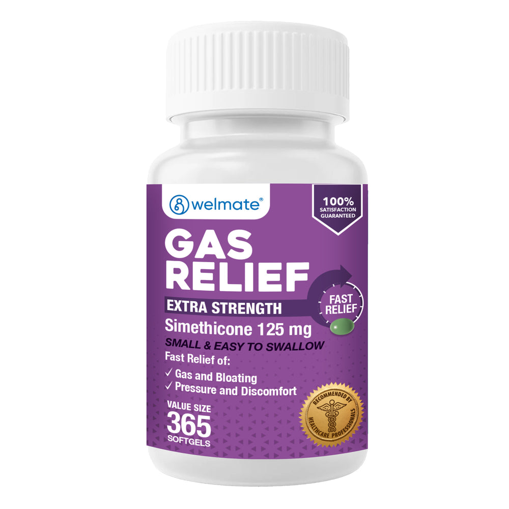 WELMATE Extra Strength Gas Relief - Simethicone 125mg, 365 Softgels (Generic Gas-X)