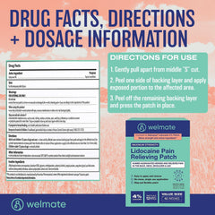 WELMATE Pain Relief - 4% Lidocaine Patch, 40 Patches (Generic Salonpas)