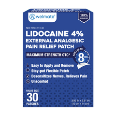 WELMATE Pain Relief - 4% Lidocaine Patch, 30 Patches (Generic Salonpas)