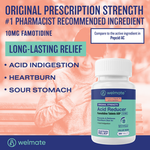 WELMATE - Famotidine Acid Reducer, 10mg - Original Strength - 300 Tablets