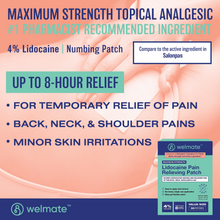 WELMATE Pain Relief - 4% Lidocaine Patch, 30 Patches (Generic Salonpas)