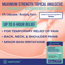 WELMATE Pain Relief, 4% Lidocaine Patch - 30 Count (Generic Salonpas)