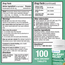 WELMATE Allergy Relief - Fexofenadine  60mg, 100 Tablets (Generic Allegra)
