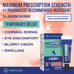 WELMATE Eye Care - 5% Sodium Chloride Ointment, 1/8 oz (Pack of 3) (Generic Muro 128)