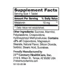 21ST CENTURY  Sleep Treatment - Melatonin 10mg, 120 Quick Dissolve Tablets