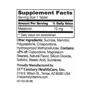 21st Century Melatonin Quick Dissolve Tablets, Cherry, 10 mg, 120 Count