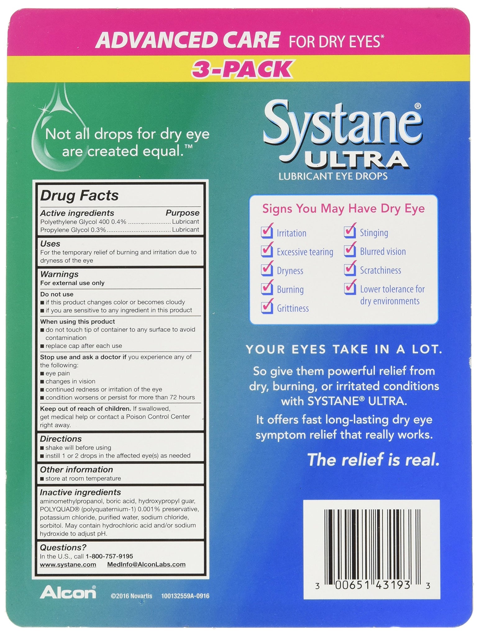 SYSTANE ULTRA Lubricant Eye Drops - Polyethene Glycol .4% & Propylene Wellspring Meds SYSTANE ULTRA Lubricant Eye Drops - Polyethene Glycol .4% & Propylene Wellspring Meds