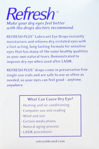 REFRESH PLUS Lubricant Eye Drops, 0.01 fl oz (Pack of 100)