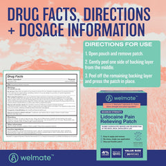 WELMATE Pain Relief - 4% Lidocaine Patch, 15 Patches (Generic Salonpas)
