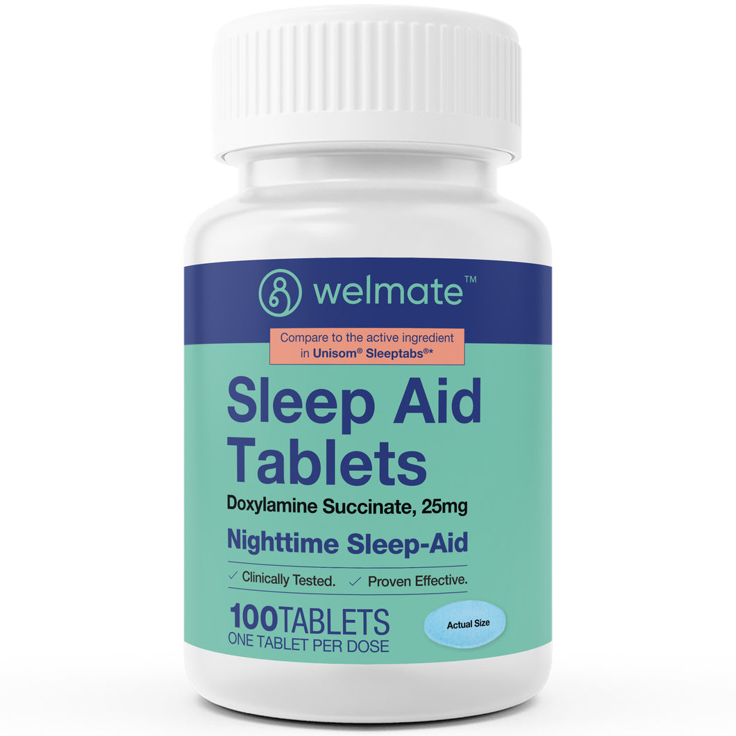 Welmate Sleep Aid |Doxylamine Succinate 25mg | 100 Count Extended-Release Tablets