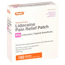 RUGBY Pain Relief - Lidocaine Patches 4%, 100 Patches (Generic Aspercreme)