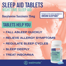 WELMATE Sleep Aid - Doxylamine Succinate 25mg, 200 Tablets (Generic Unisom)