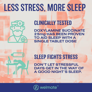 WELMATE Sleep Aid, Doxylamine Succinate 25mg - 200 Tablets (Generic Unisom)