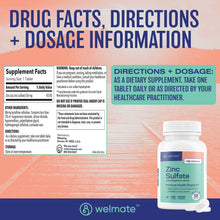 WELMATE Dietary Supplement - Zinc Sulfate 220mg, 200 Tablets