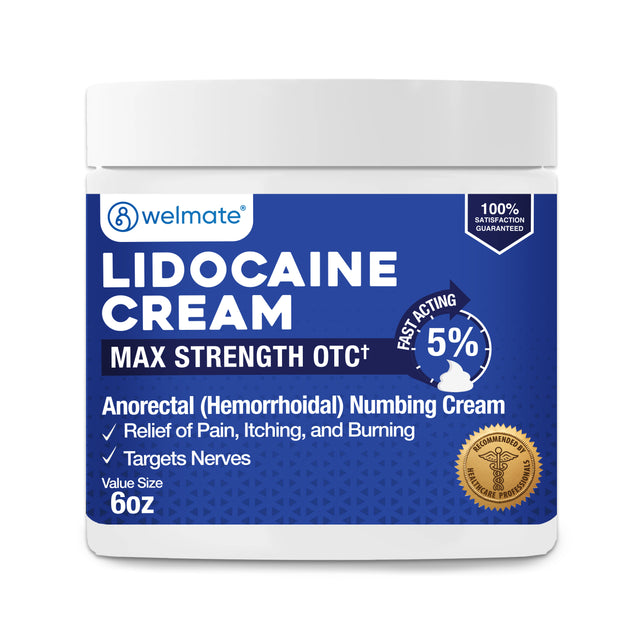 WELMATE Pain Relief - 5% Lidocaine Cream, 6oz