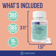 WELMATE Allergy Relief - Loratadine 10mg, 365 Tablets (Generic Claritin)
