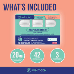 WELMATE Acid Reducer - Esomeprazole 20mg, 42 Capsules (Generic Nexium)