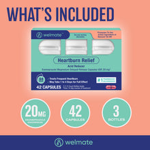 WELMATE Acid Reducer, Esomeprazole Magnesium 20mg - 42 Capsules (Generic Nexium)