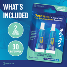 WELMATE Cold Sore Treatment - Docosanol 10%, 2g (Generic Abreva) (Pack of 2)