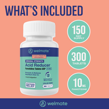 WELMATE Acid Reducer - Famotidine 10mg, 300 Tablets (Generic Pepcid)