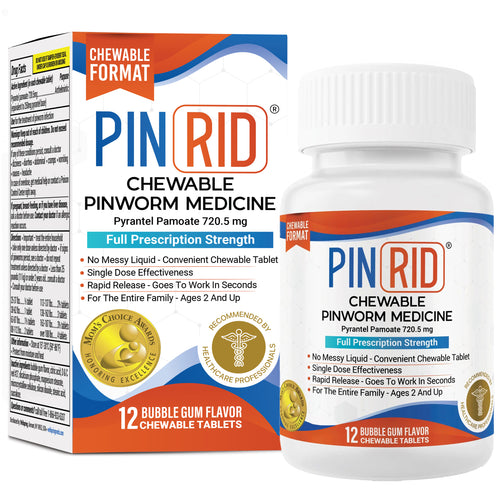 PIN RID Pinworm Treatment, Pyrantel Pamoate 250 mg -12 Chewable Tablets