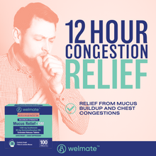 WELMATE Cough & Cold - Maximum Strength Mucus DM, 100 Tablets (Generic Mucinex DM)