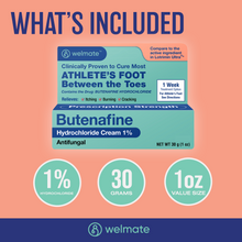 WELMATE Antifungal - 1% Butenafine Cream, 1oz (Generic Lotrimin)