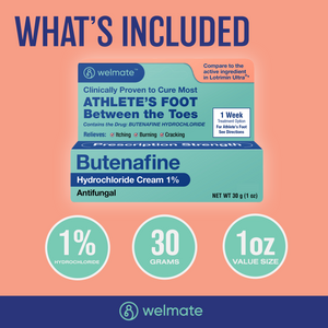 WELMATE Antifungal, 1% Butenafine Cream, 1oz (Generic Lotrimin)