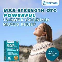 WELMATE Cough & Cold - Maximum Strength Mucus DM, 98 Tablets (Generic Mucinex DM)