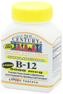 21st Century B 12 5000 mcg Sublingual Tablets, 110 Count