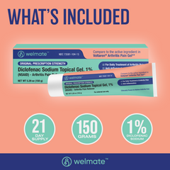 WELMATE Pain Relief - 1% Diclofenac Sodium Topical Gel, 150g (Generic Voltaren)