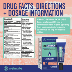 WELMATE Eye Care - 5% Sodium Chloride Ointment, 1/8 oz (Pack of 3) (Generic Muro 128)