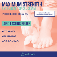 WELMATE - Athletes Foot Treatment Extra Strength - Antifungal Cream - Butenafine Hydrochloride - Relief from Ringworm, Athlete's Foot & Jock Itch - Foot Care - Nail Fungus Treatment For Toenail - 1oz